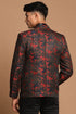 VASTRAMAY Red And Blue Jacquard Blazer Baap Beta Set